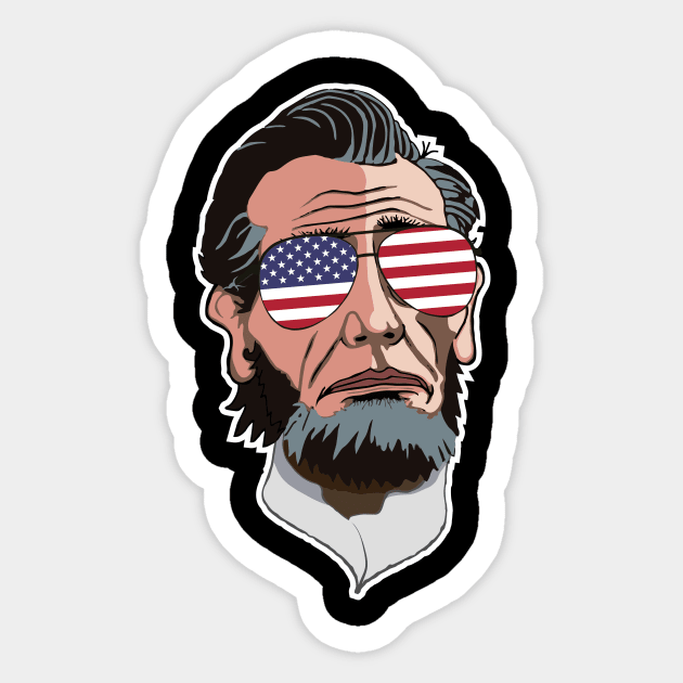 Abraham Lincoln Funny USA Sunglasses Wearing Comic Style Sticker by FancyTeeDesigns